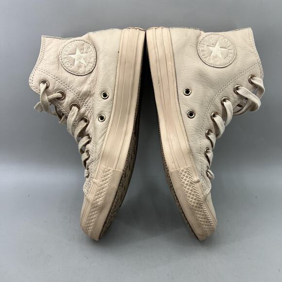 Converse Chuck Taylor All Star Leather Shoes Women Size 7 Nude Pink High Sneaker - Picture 6 of 8